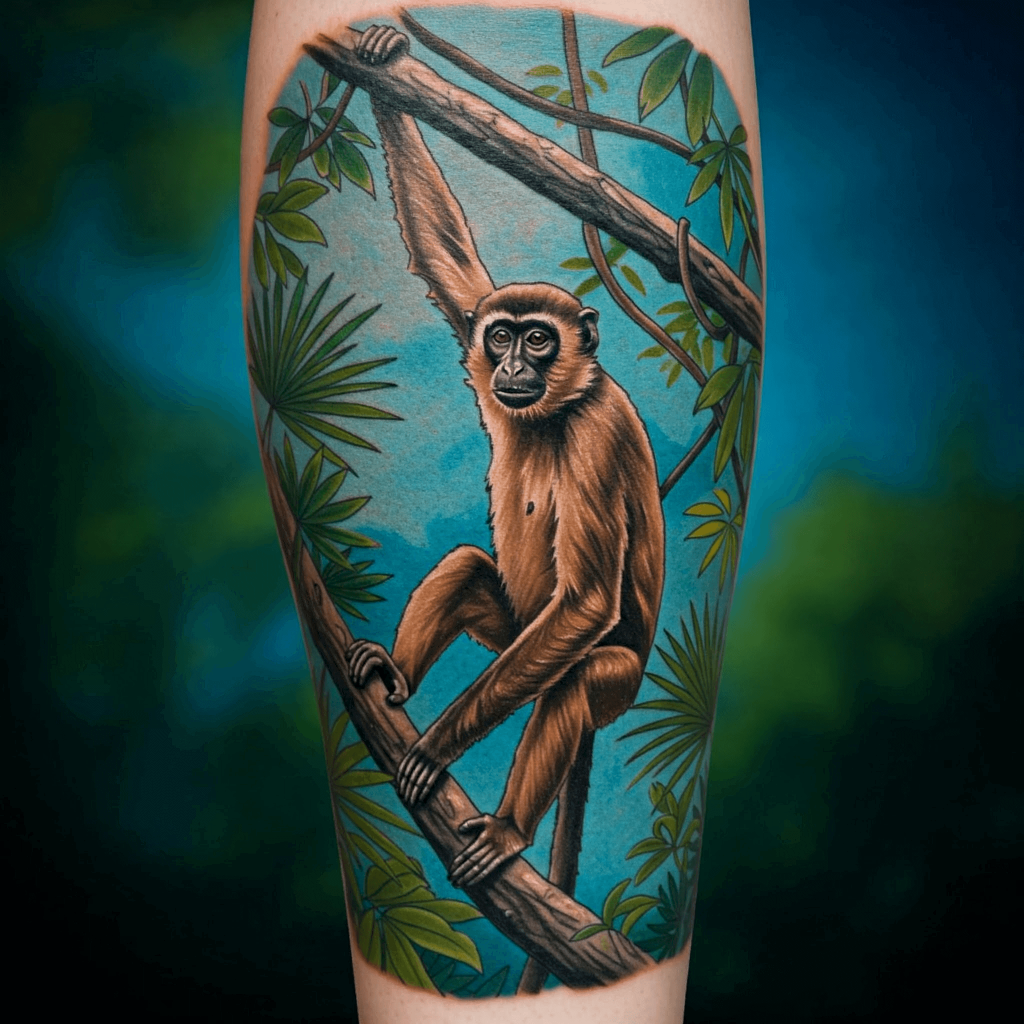 Monkey Hanging from a Tree Branch