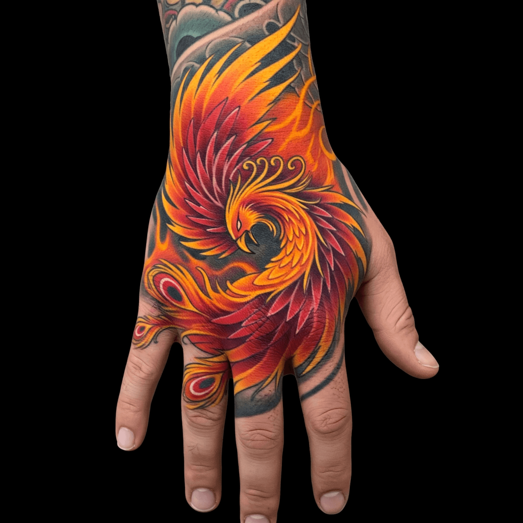 Phoenix Full Hand Tattoo