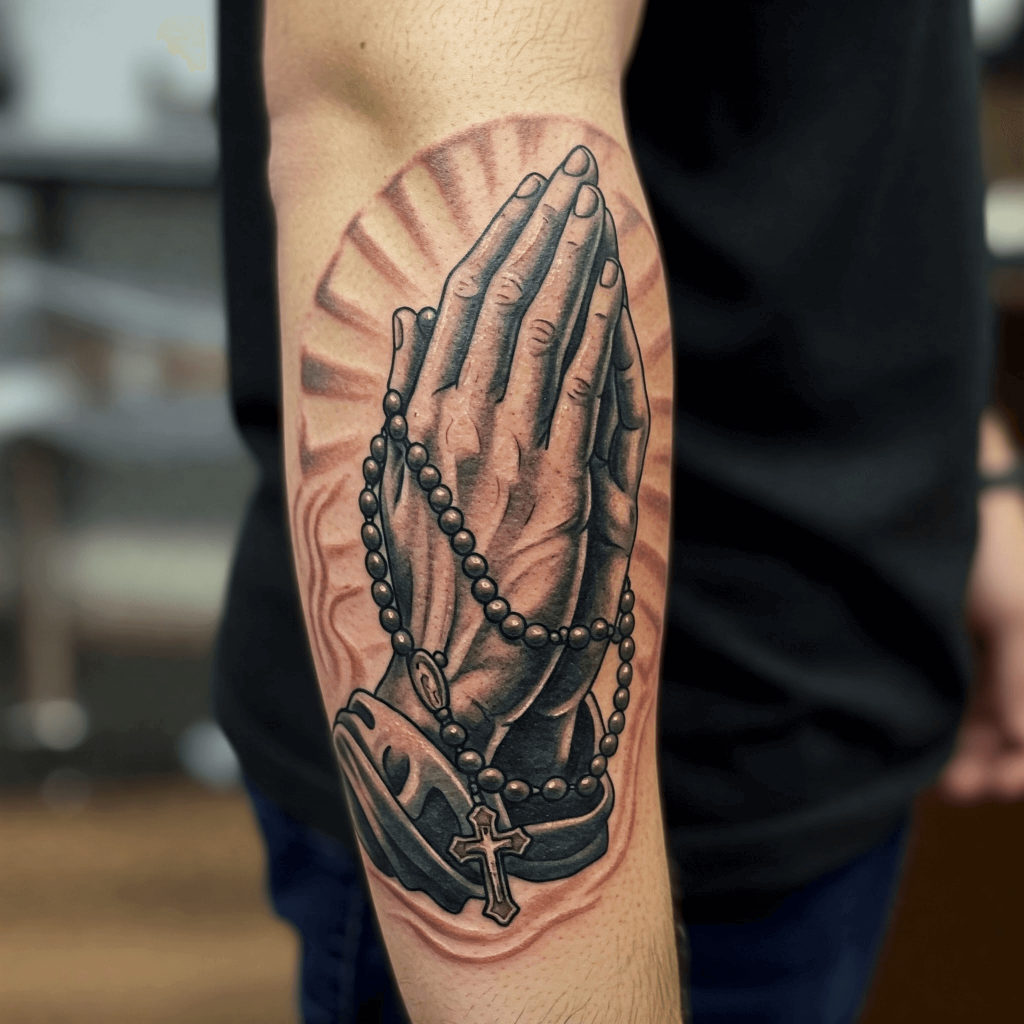 Praying Hands with Rosary Beads