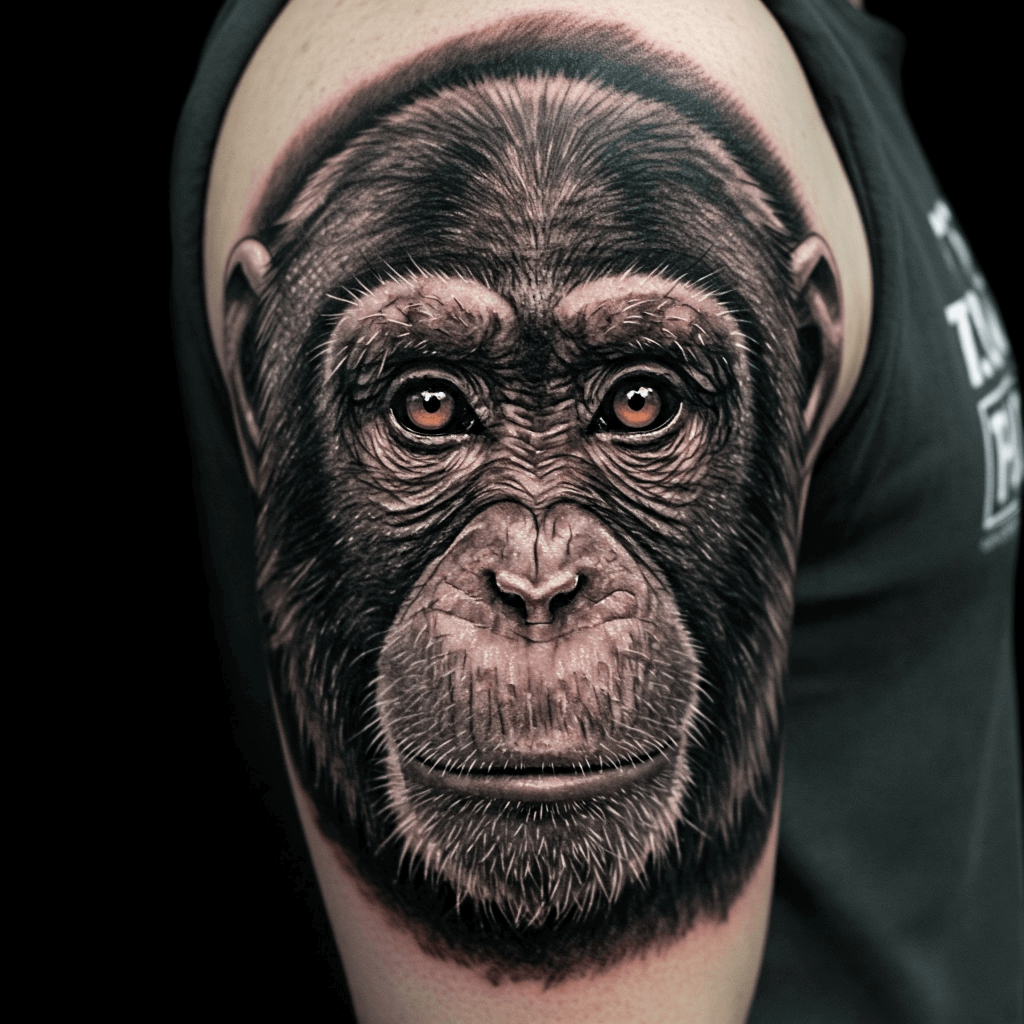 Realistic Monkey Face Tattoo