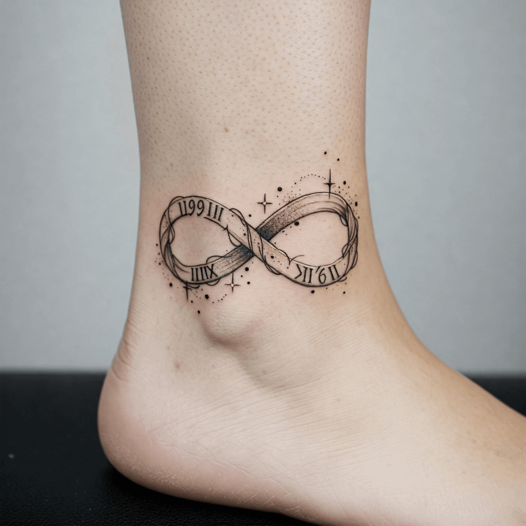 Roman Numeral Infinity Symbol on Ankle