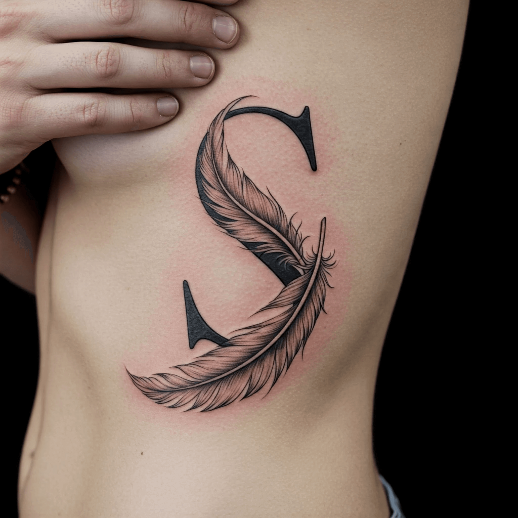 S with Feather