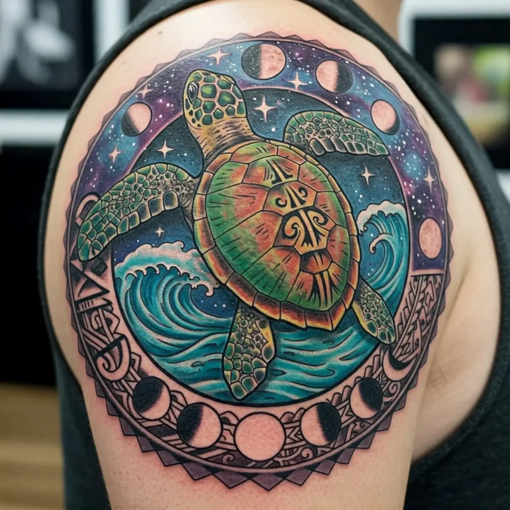Turtle in a Circle of Life Design