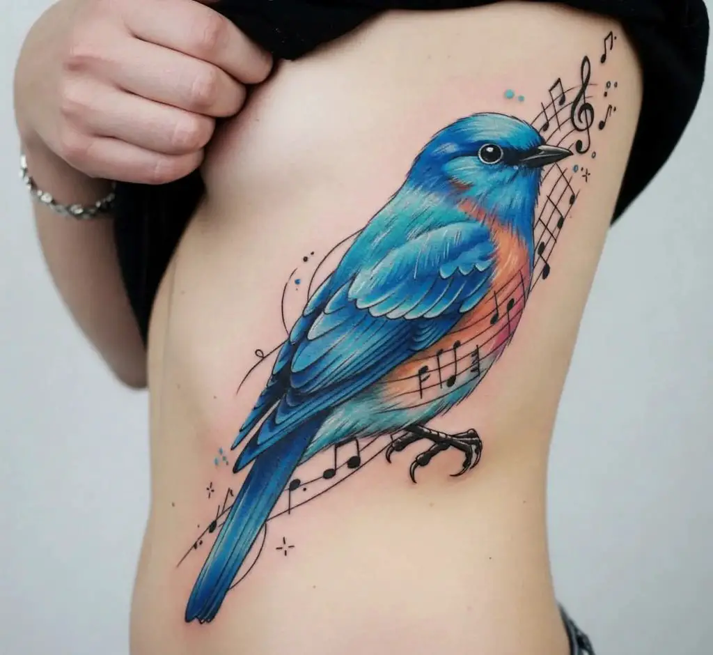 Bluebird Morphing into Music Notes