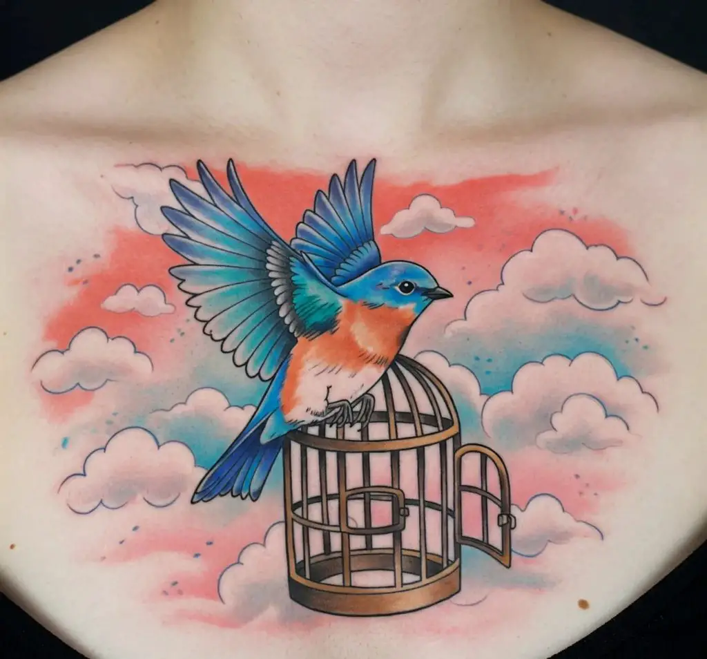 Bluebird in a Cage (Open Door)