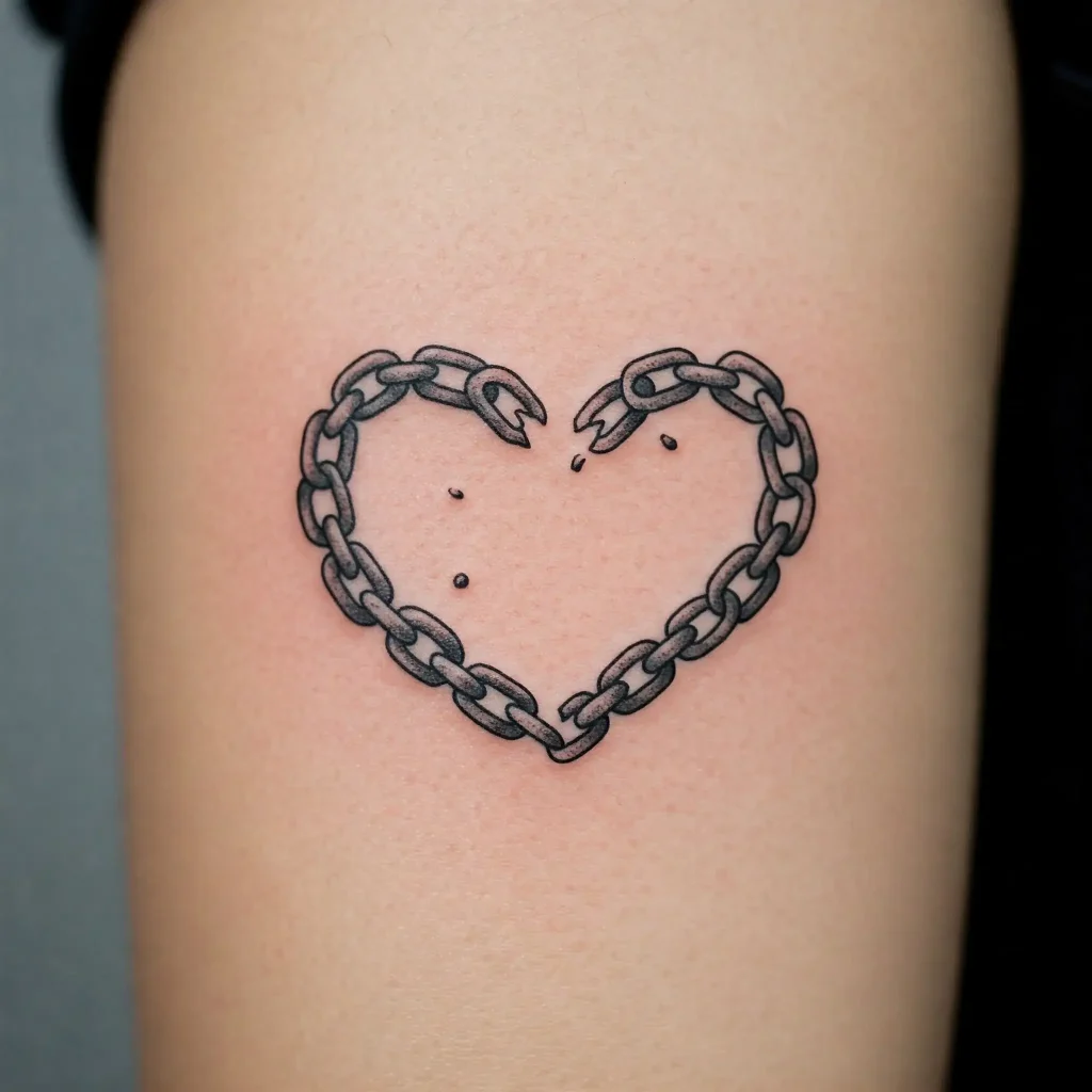 Broken Chain Forming a Heart
