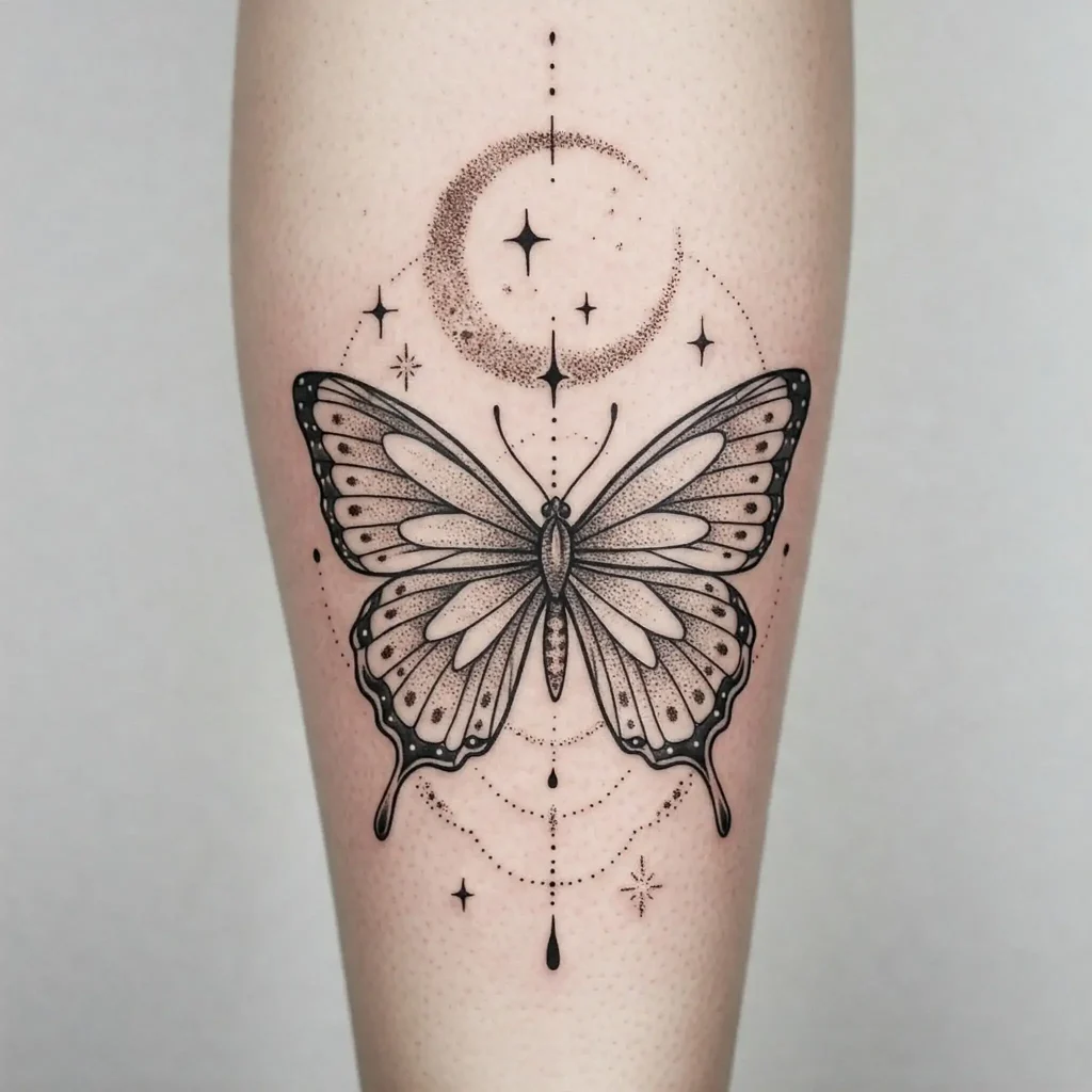 Butterfly With Crescent Moon