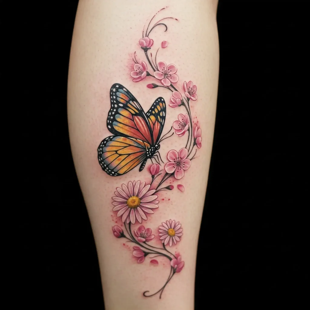 Butterfly With Floral Trail