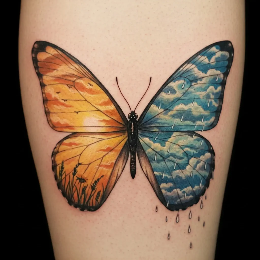 Butterfly With Rain and Sun