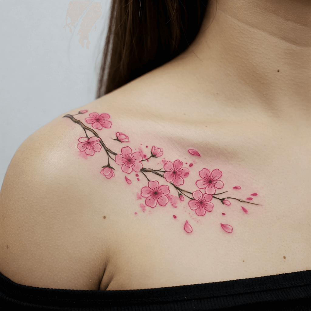 Cherry Blossom Branch on Shoulder