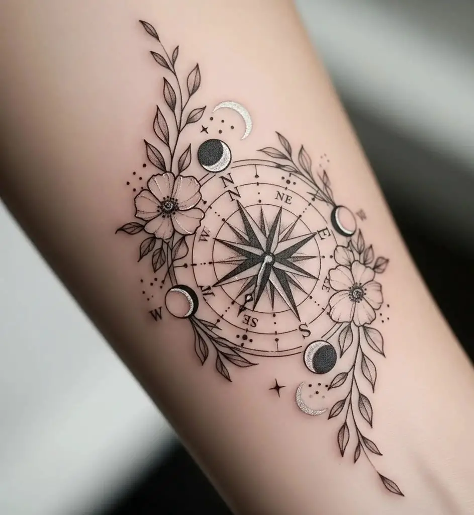 Compass with Moon Phases