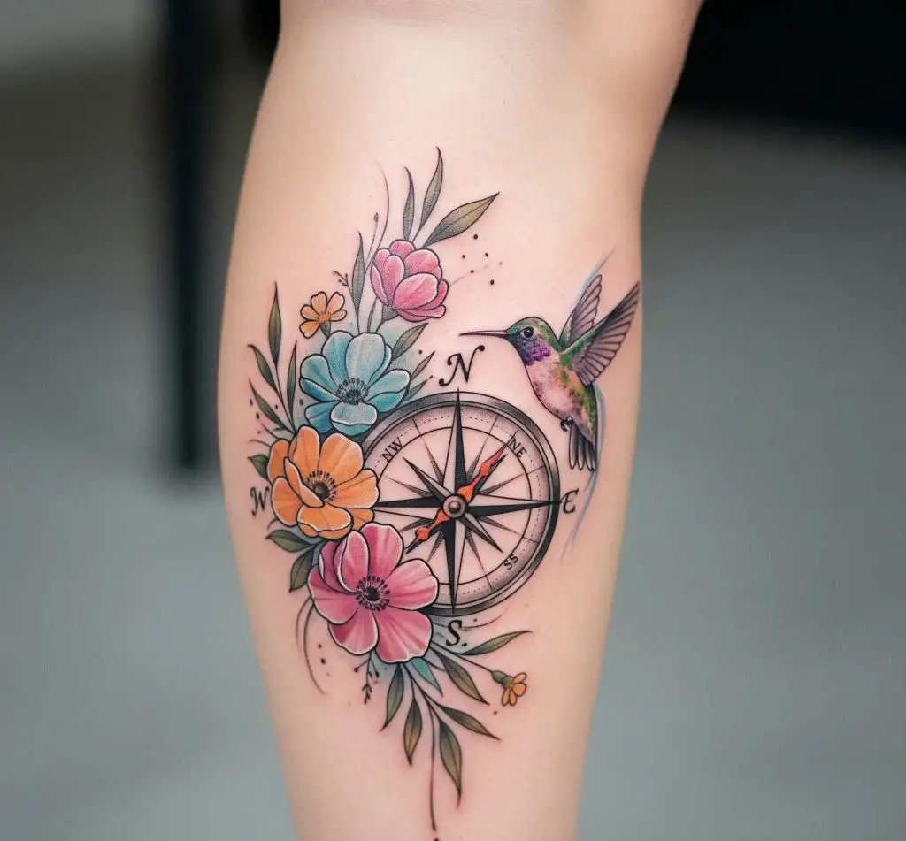 Compass with a Hummingbird