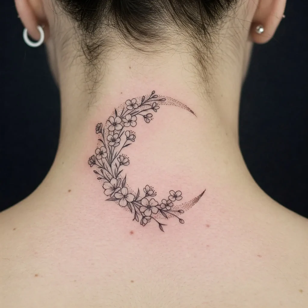 Crescent Moon with Florals