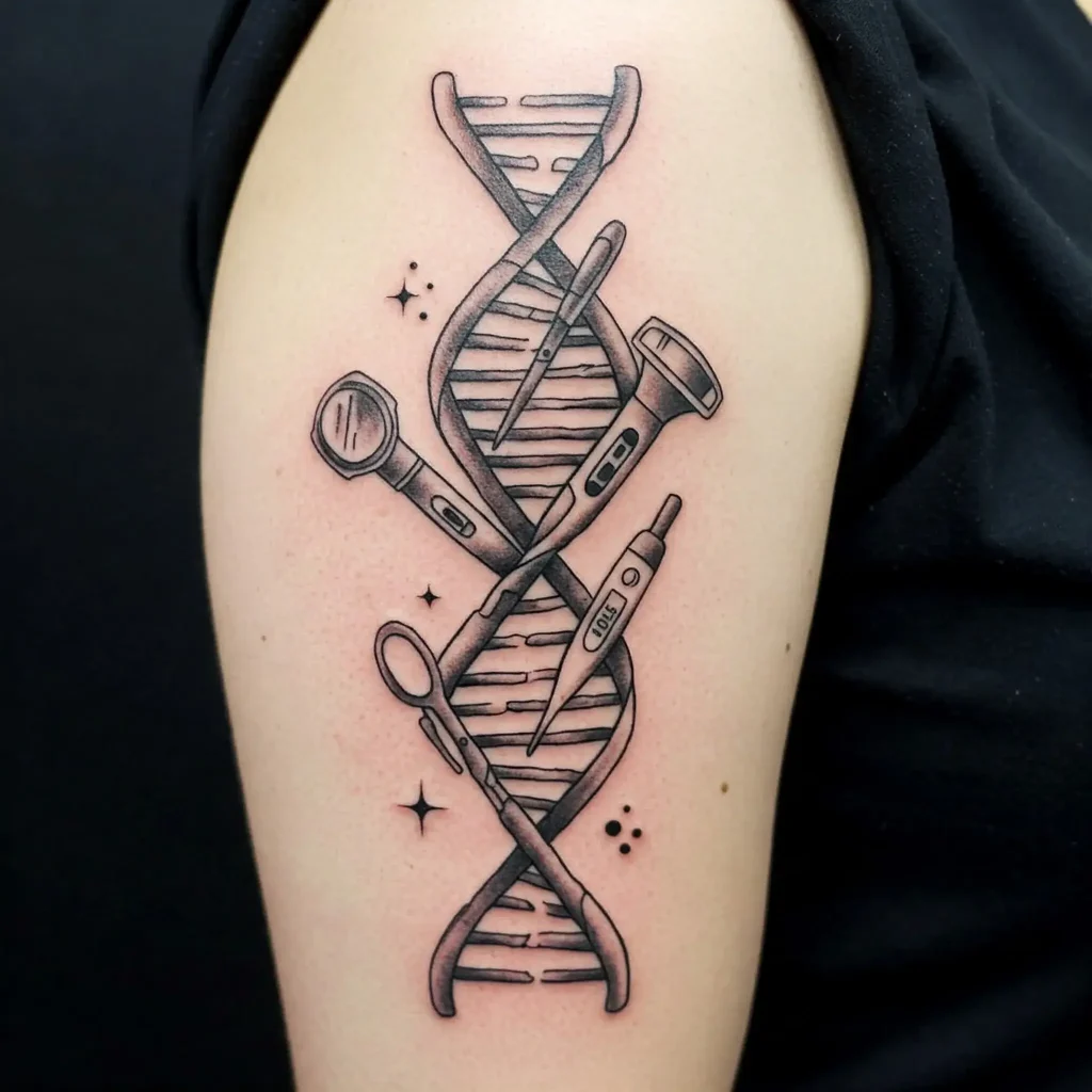 DNA Strand with Nurse Tools