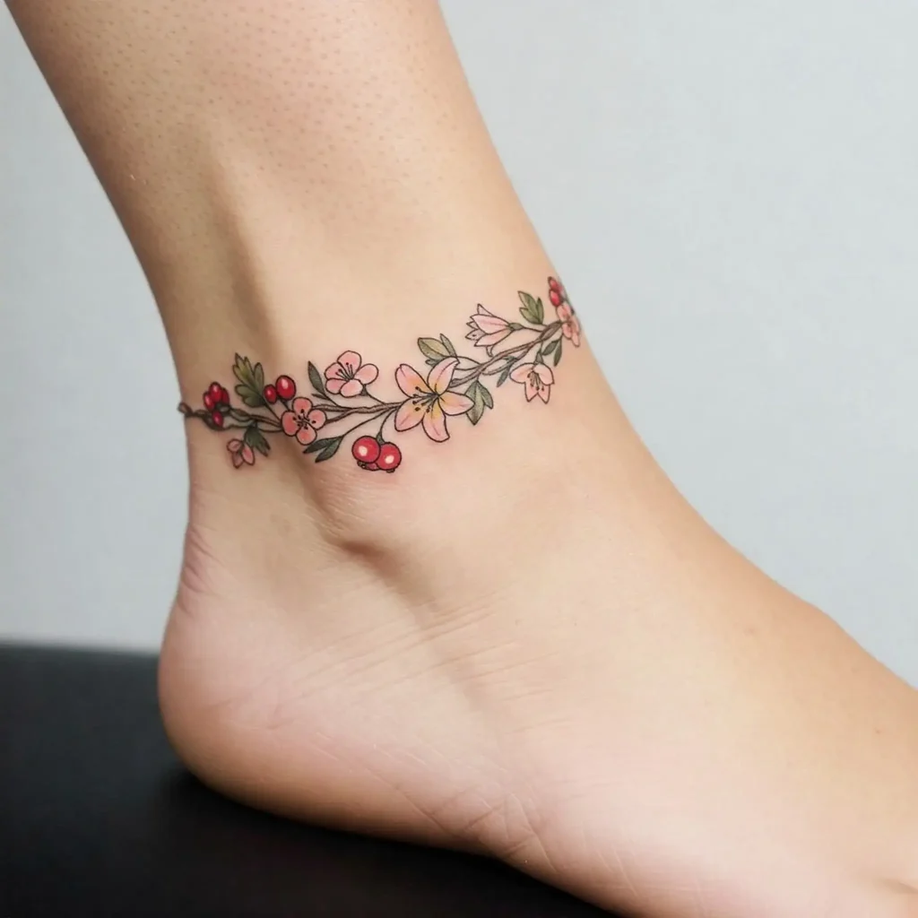 Delicate Ankle Chain with May Flowers