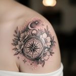 Feminine Compass Tattoo Design