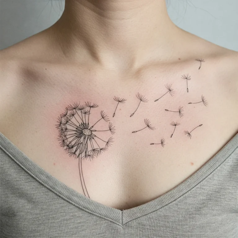 Fine Line Floral Tattoo