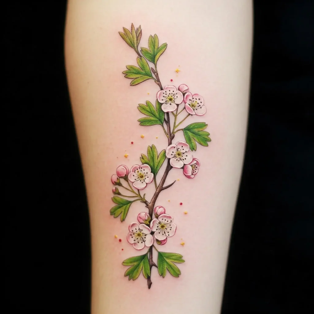 Hawthorn Branch with Blossoms