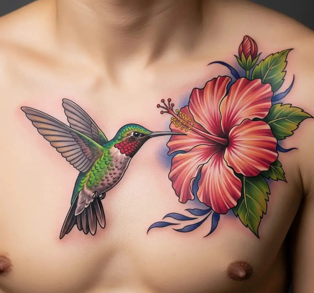Hibiscus and Hummingbird