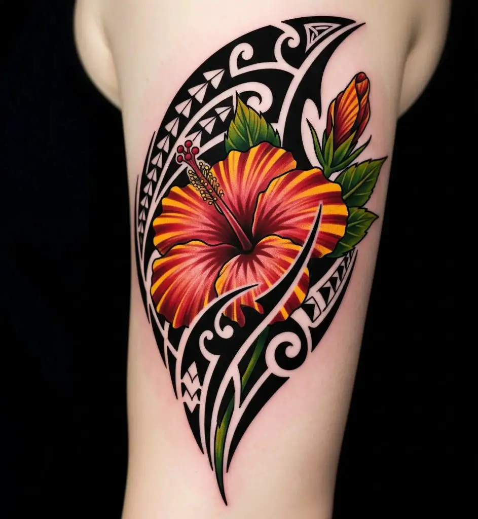 Hibiscus with Tribal Patterns