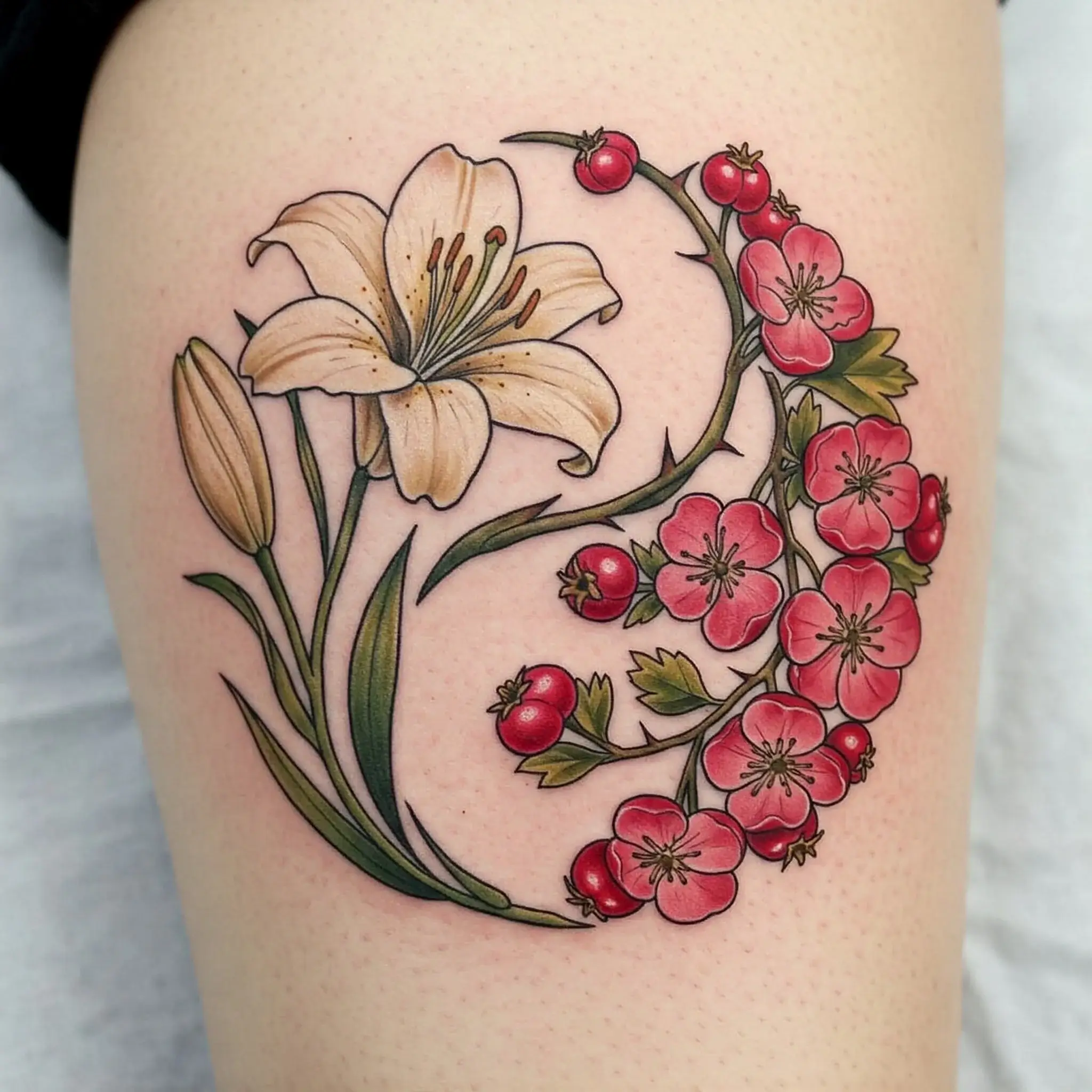 Lily and Hawthorn Yin-Yang Design
