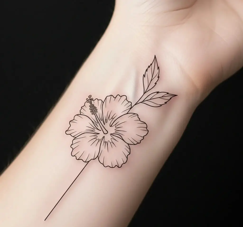 Minimalist Hibiscus Line Art
