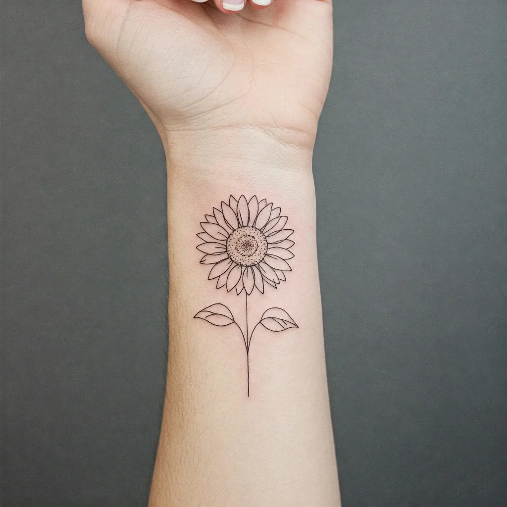 Minimalist Sunflower Outline