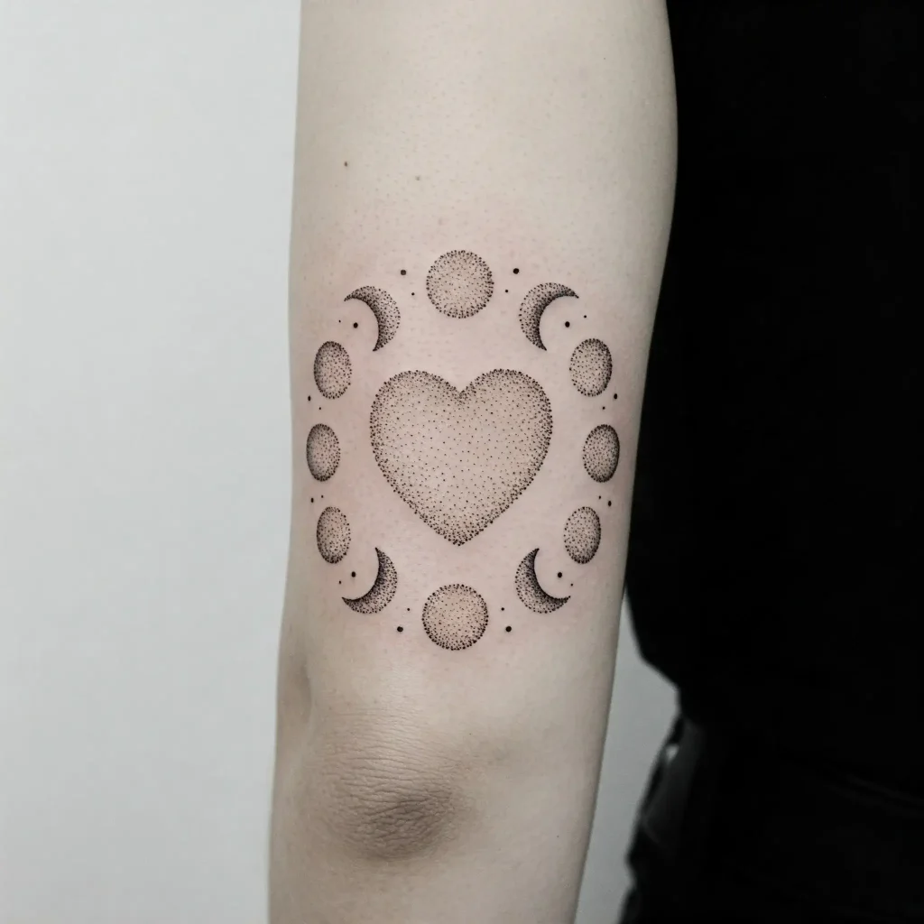 Moon Phases Circling a Heart