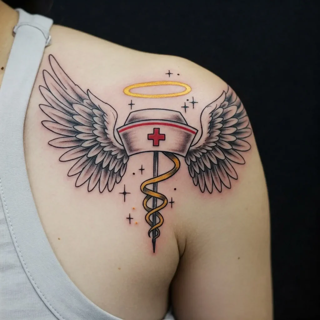 Nurse Cap with Halo and Wings
