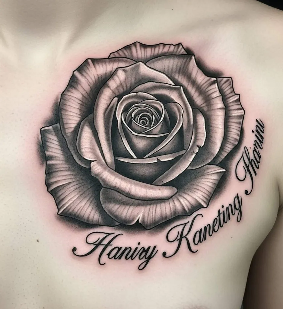 Rose with Name or Quote in Script Font
