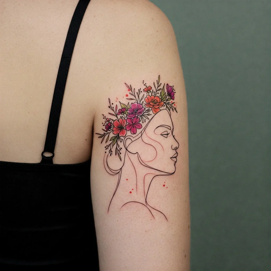 Self Portrait Silhouette with Floral Crown