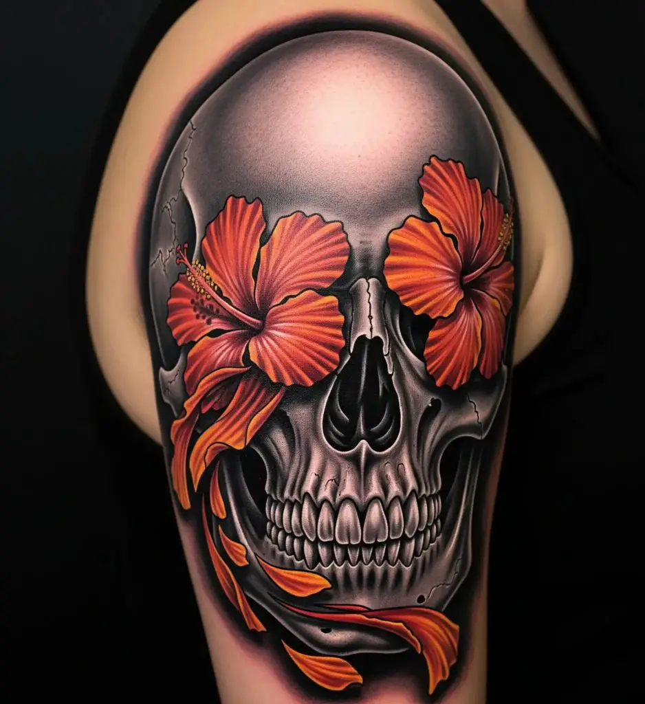 Skull and Hibiscus Fusion