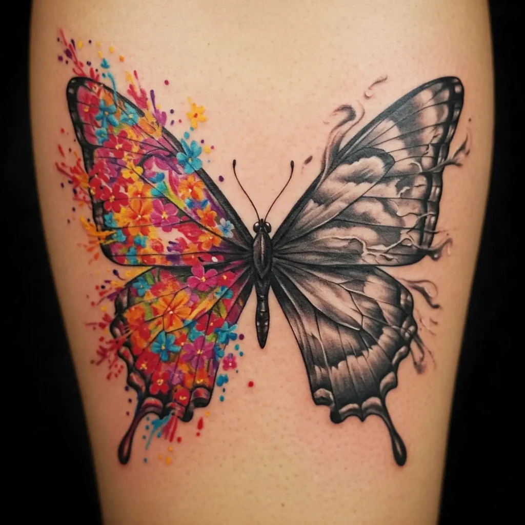 Split Butterfly With Opposing Themes