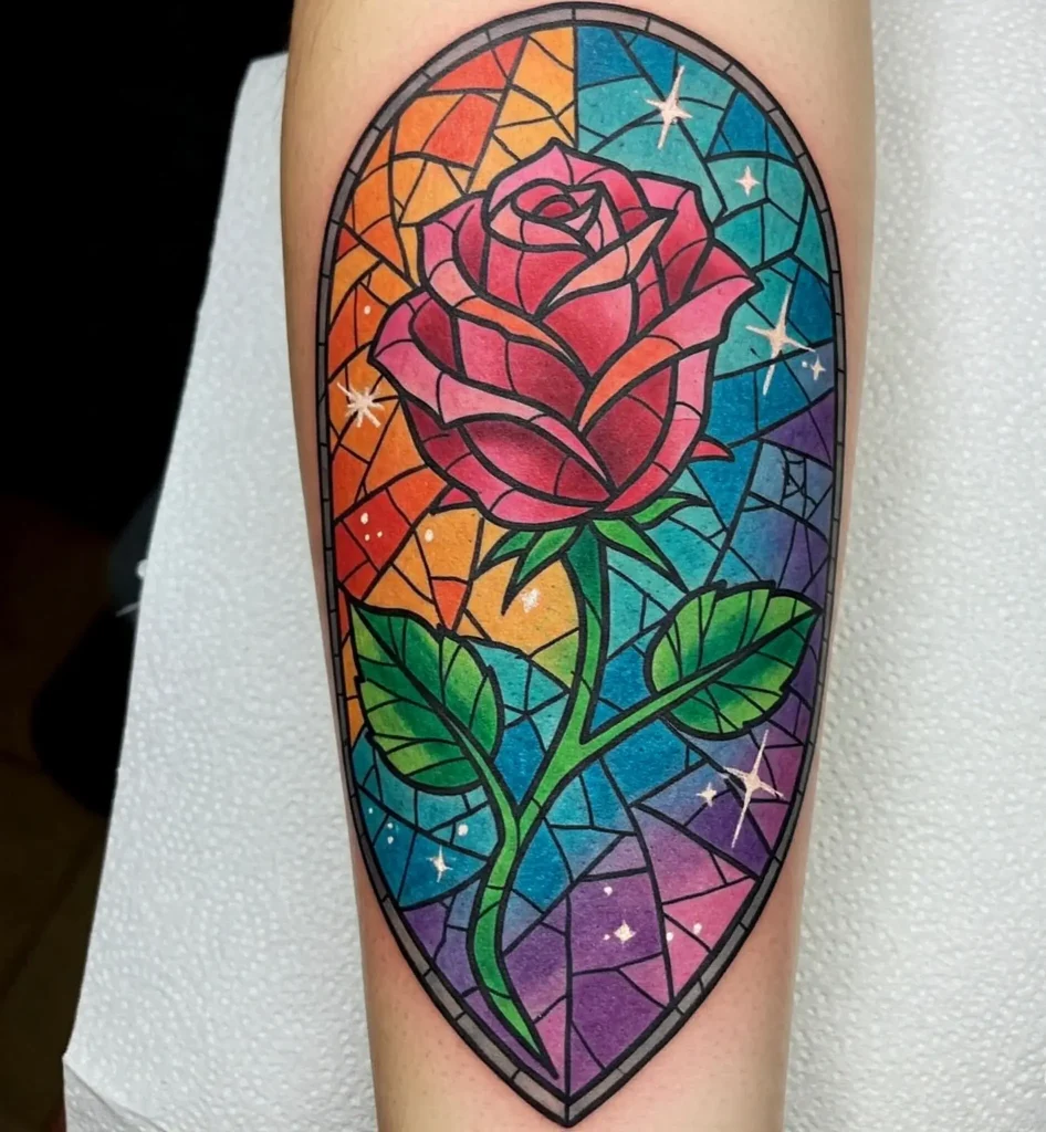 Stained Glass Beauty and the Beast Rose