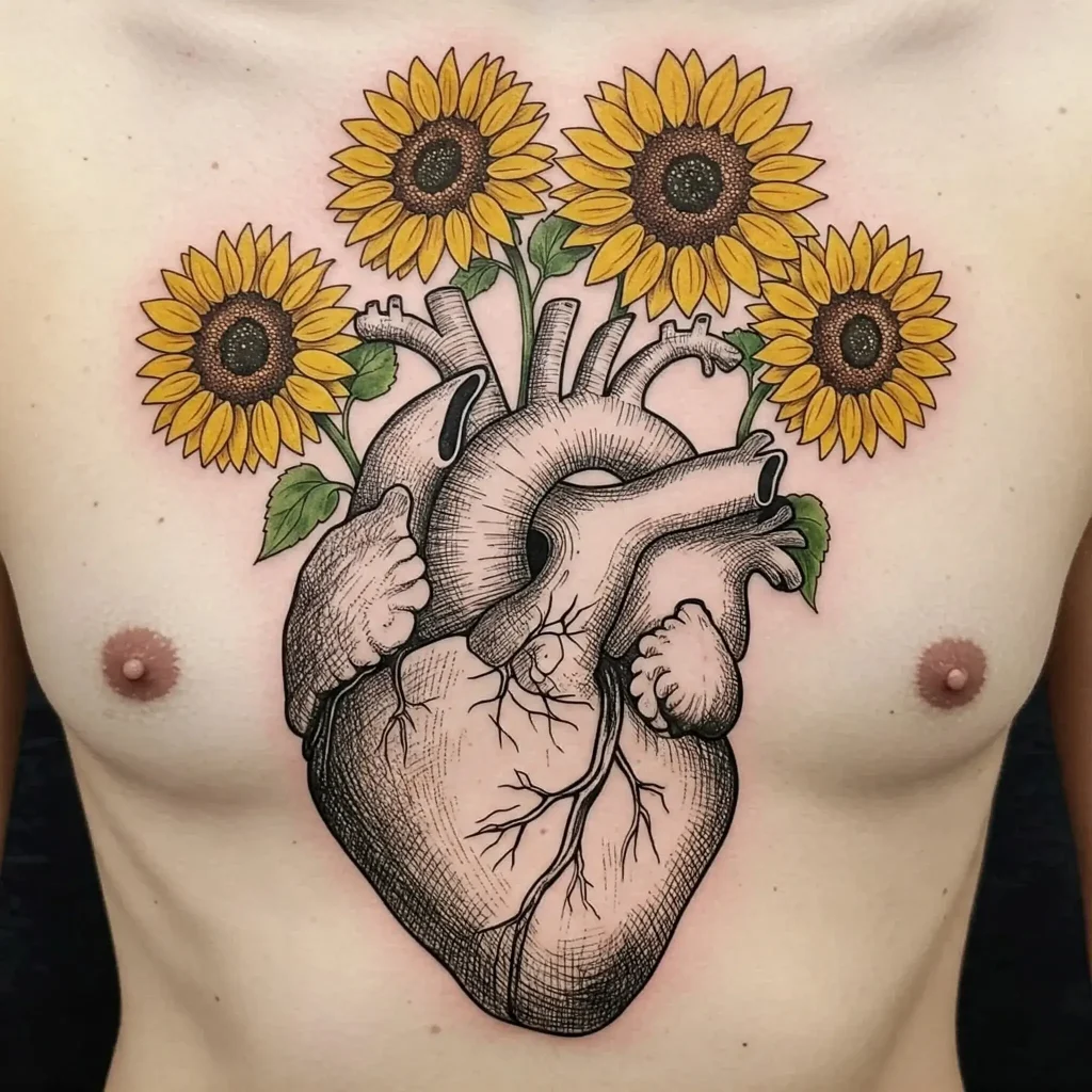 Sunflower Growing from a Heart