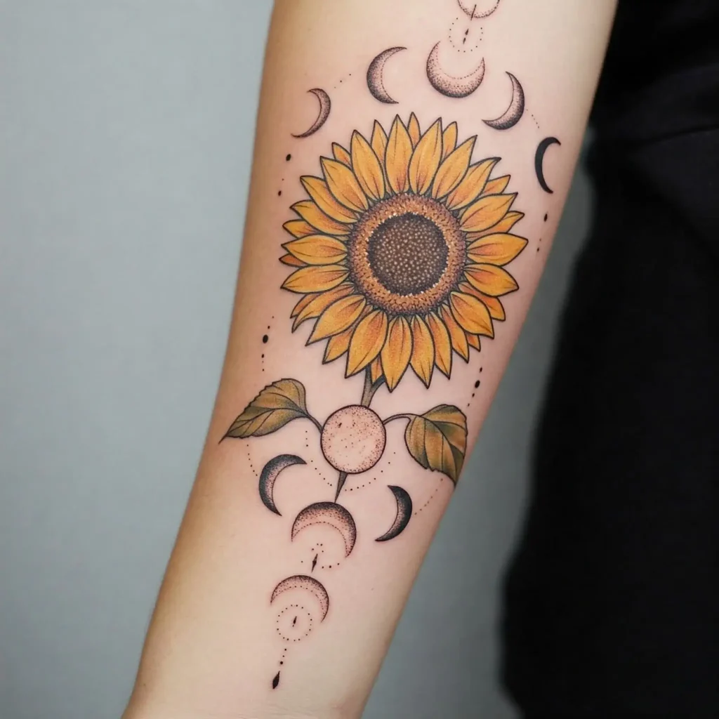 Sunflower and Moon Phases