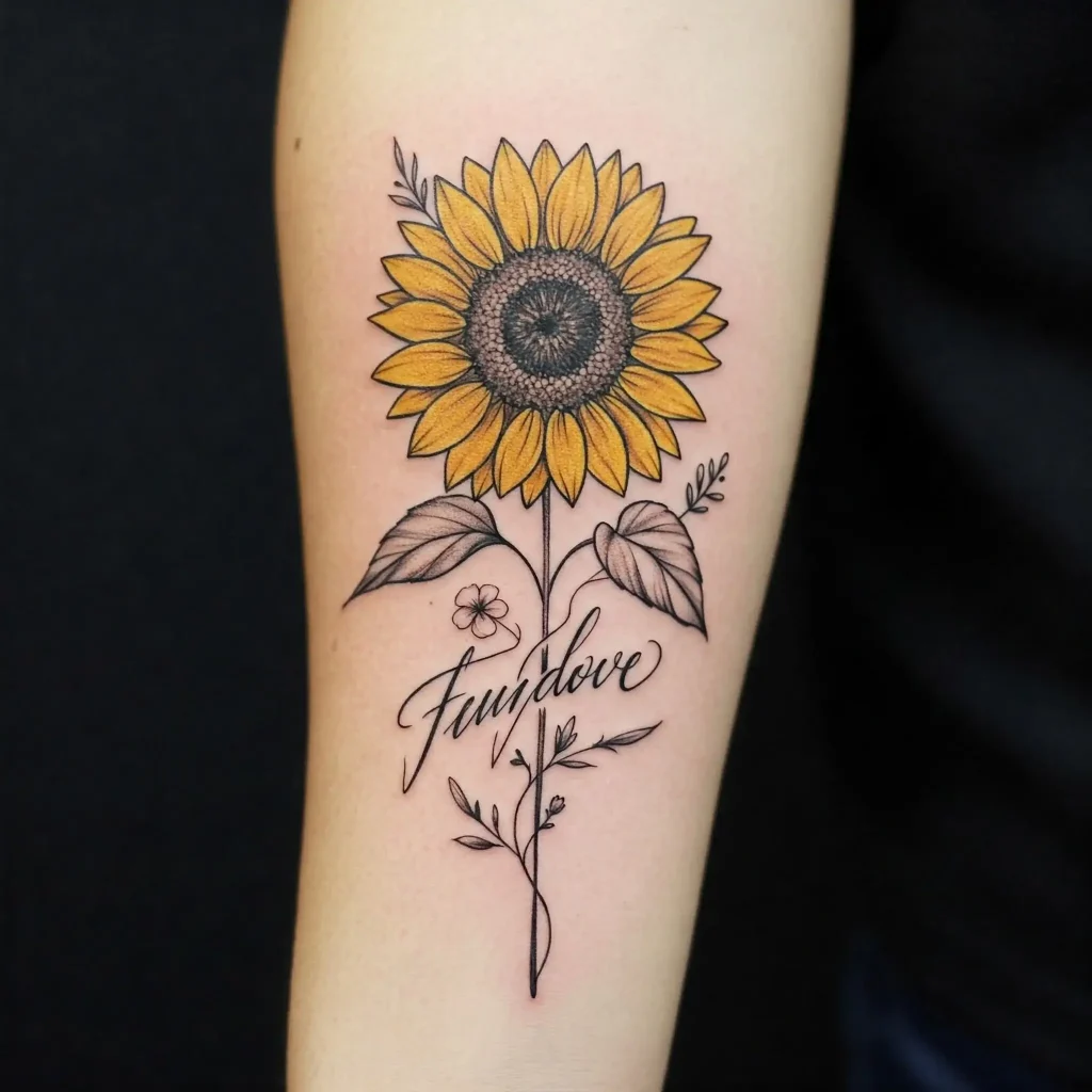 Sunflower and Name Tattoo