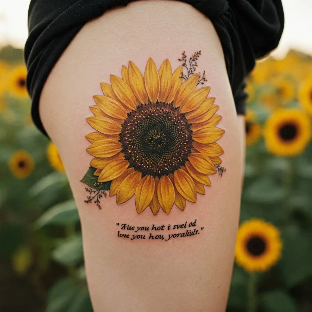 Sunflower with Script Quote