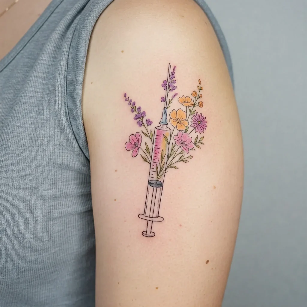 Syringe with Wildflowers