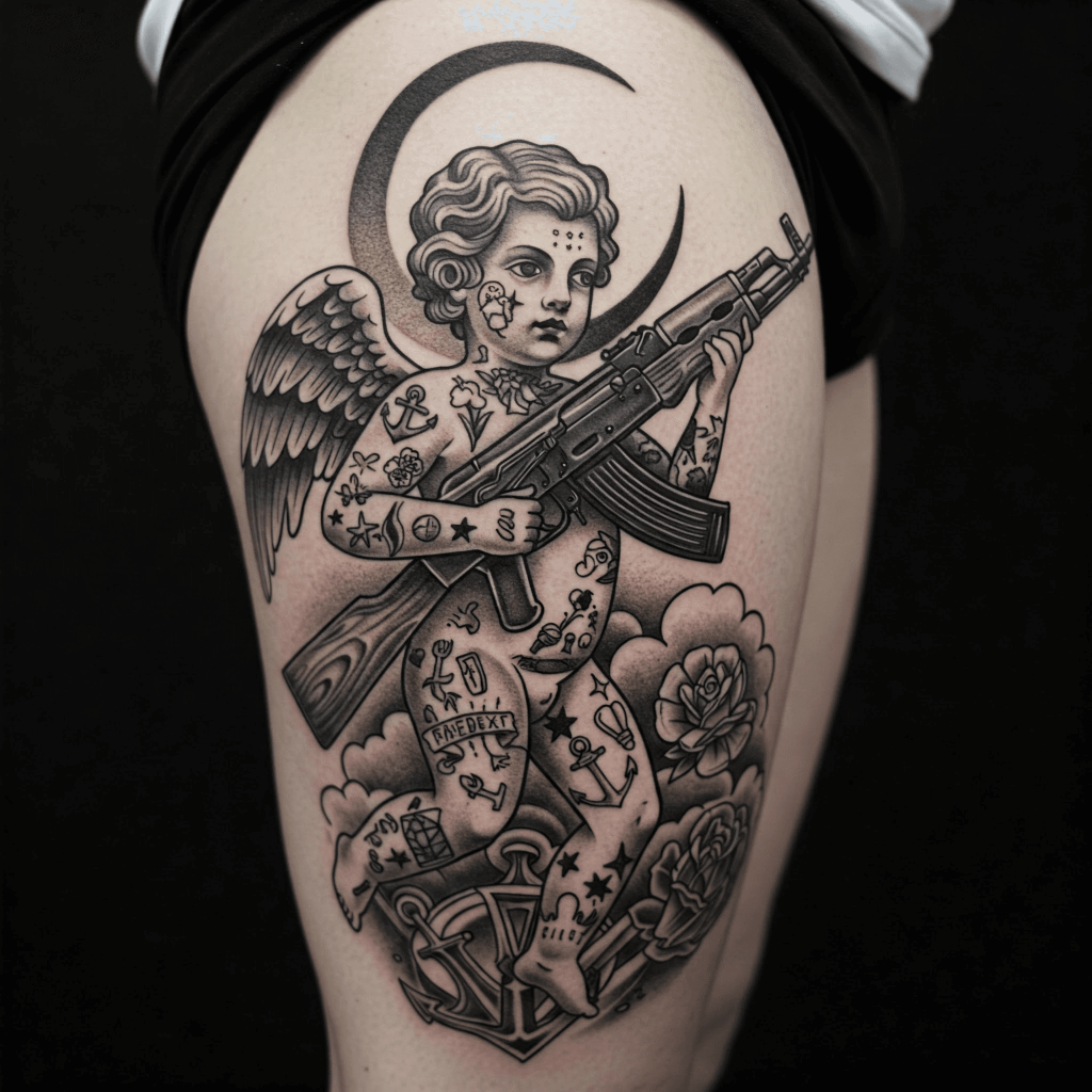 The Symbolism Of Angel With AK-47 Tattoos