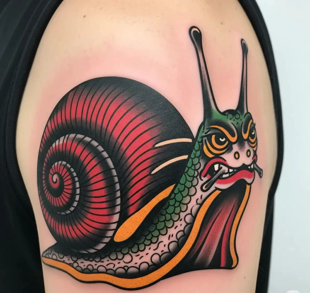 Traditional Snail Tattoo