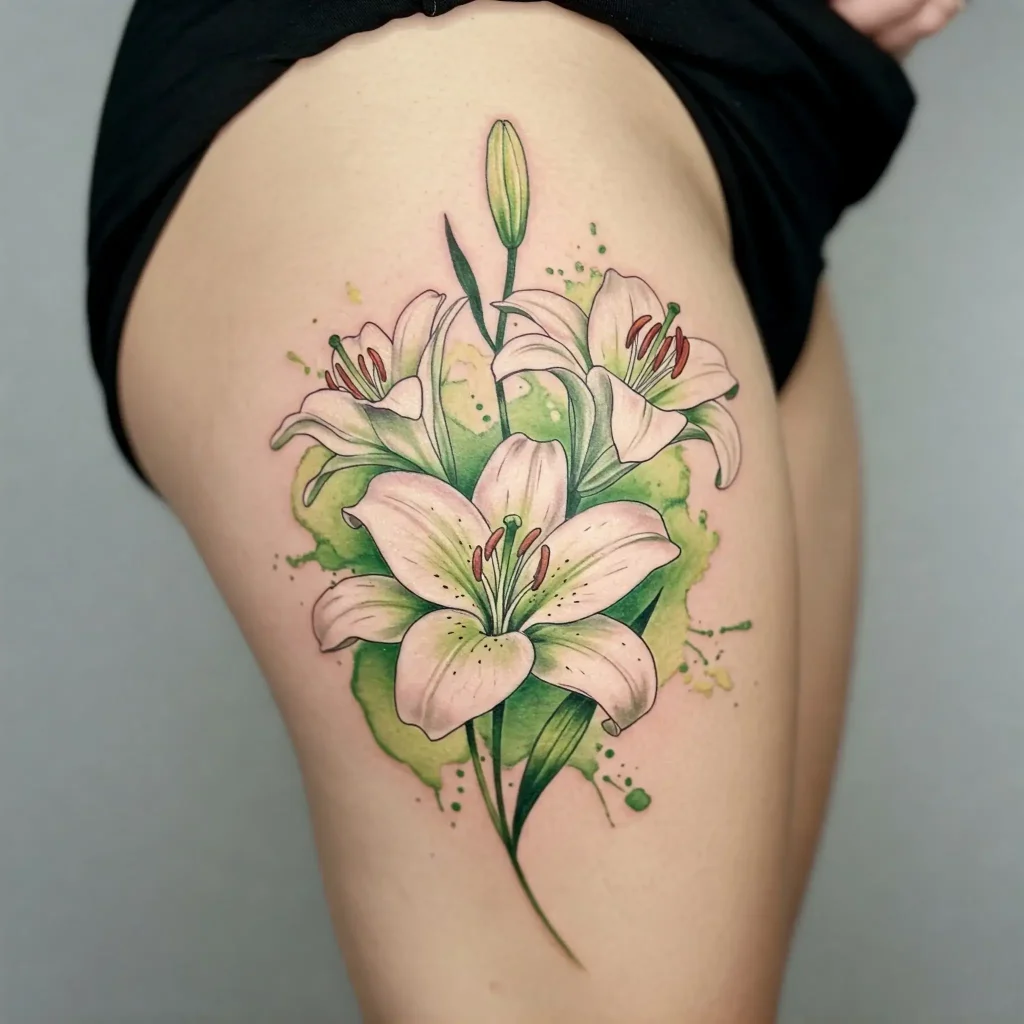 Watercolor Style Lily Blossom