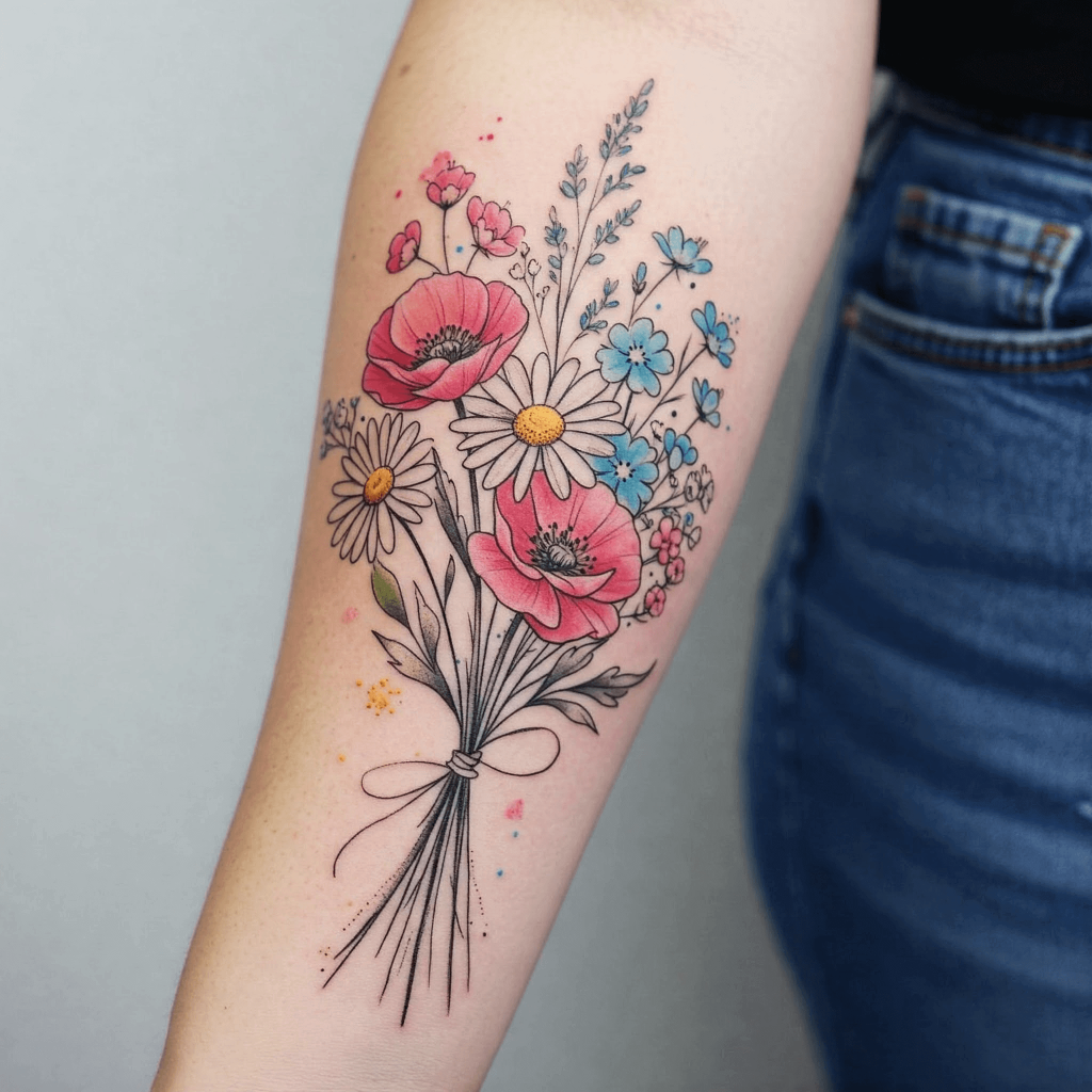 Wildflower Bouquet on Forearm