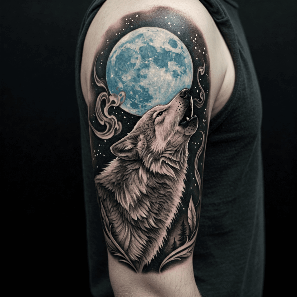 Wolf with Moon