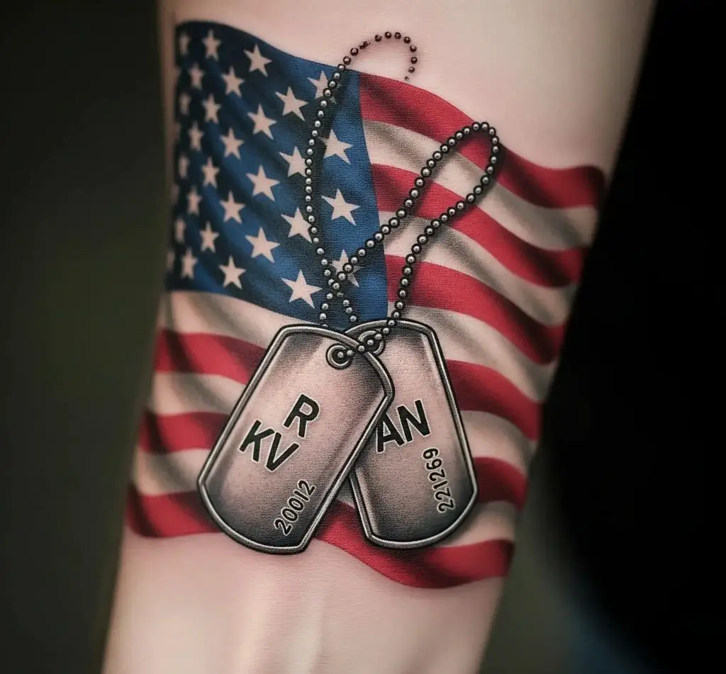 American Flag Dog Tag Tattoo