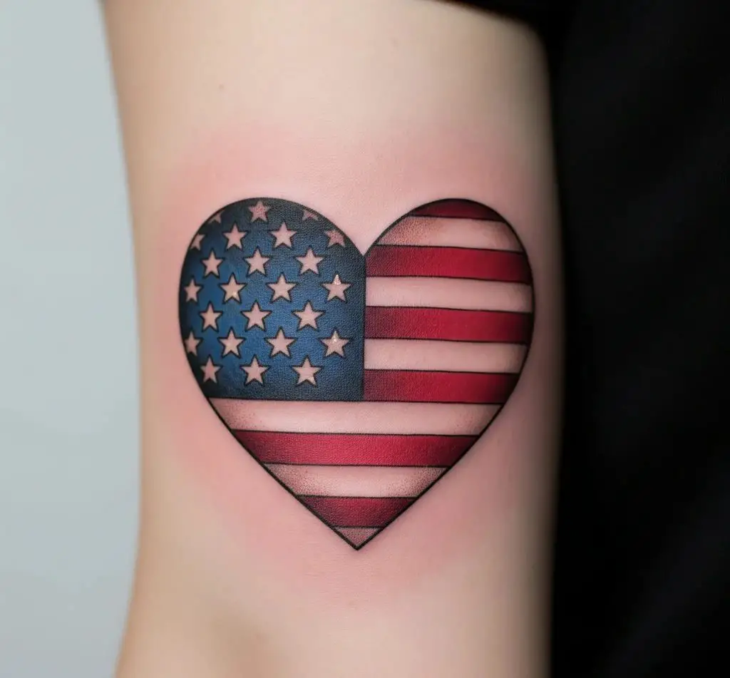 American Flag Heart Tattoo