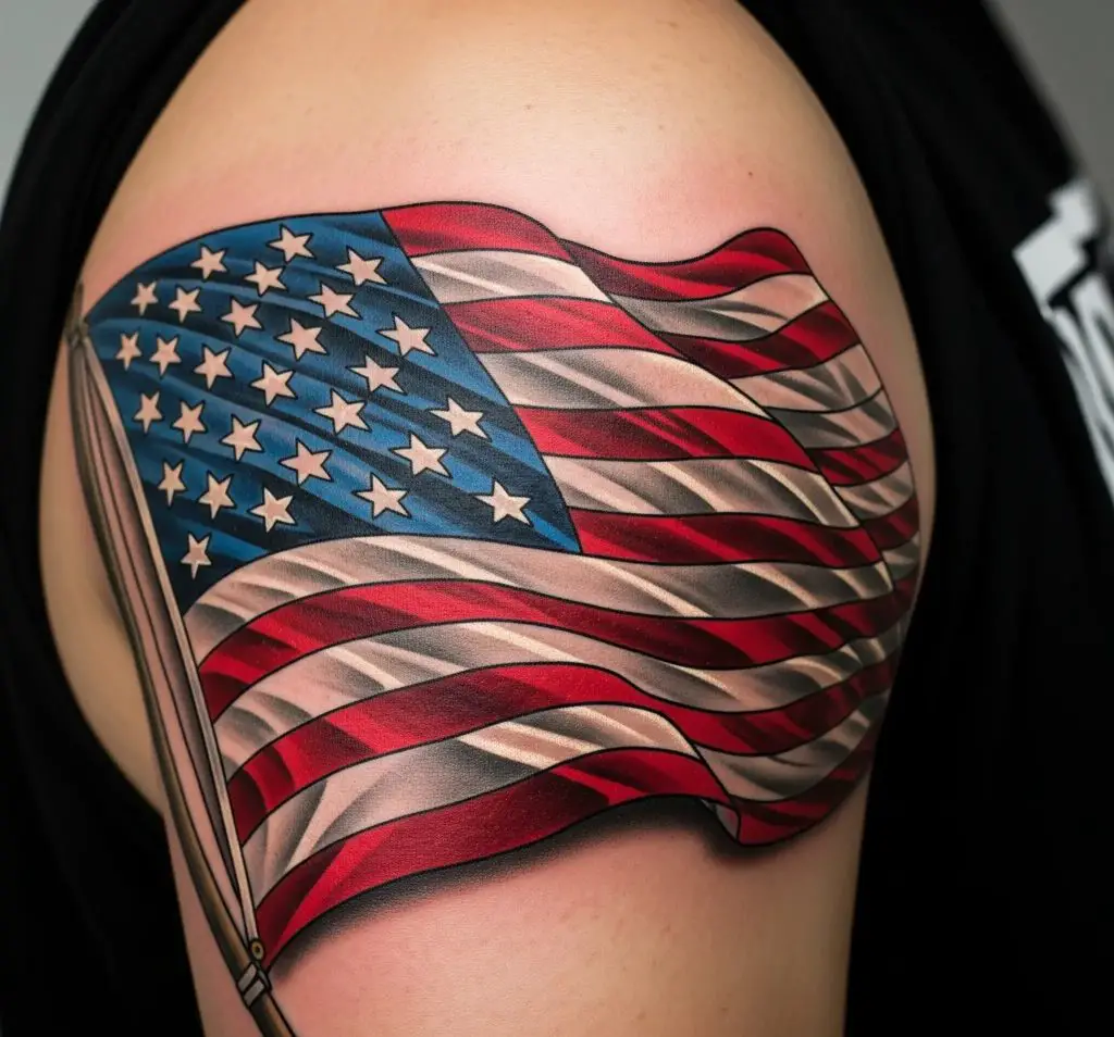 American Flag Waving in the Wind