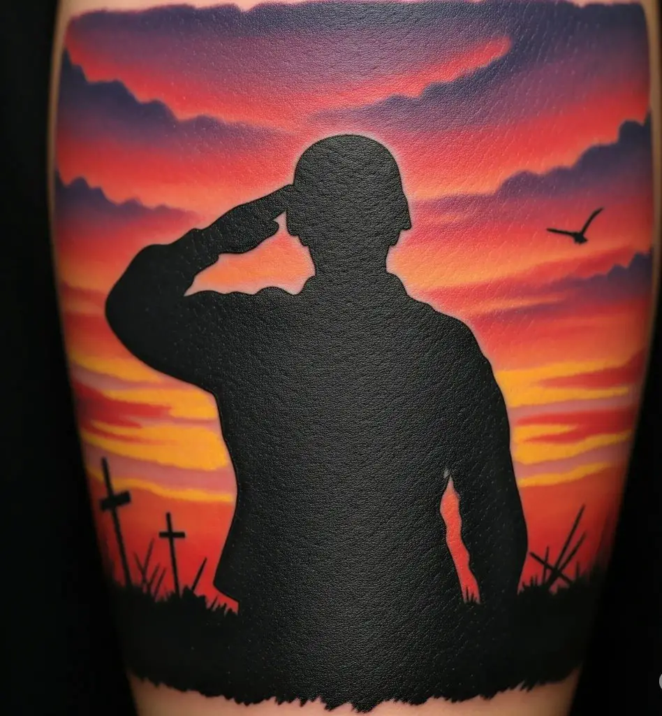 American Soldier Silhouette at Sunset