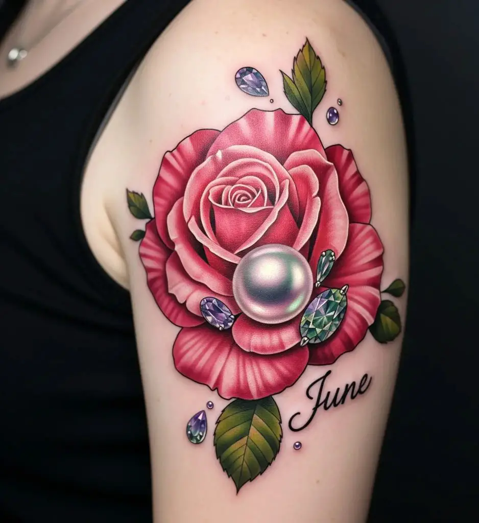 Birth Flower and Birthstone Tattoo