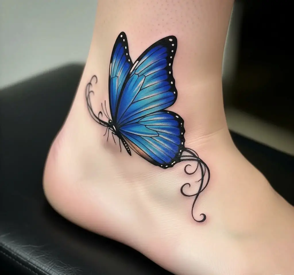 Blue Butterfly on a Flower Stem